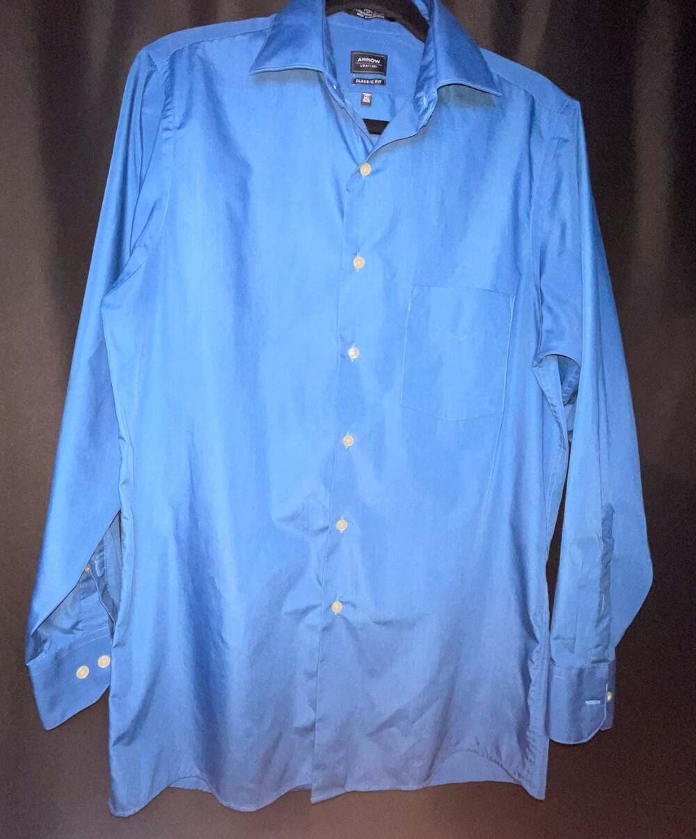 Arrow USA 1851 Classic Fit Wrinkle Free Bright Blue Long Sleeve Dress Shirt